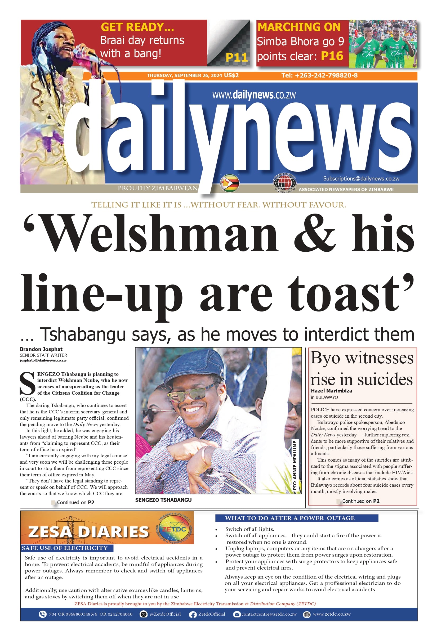 Thursday 26 September 2024